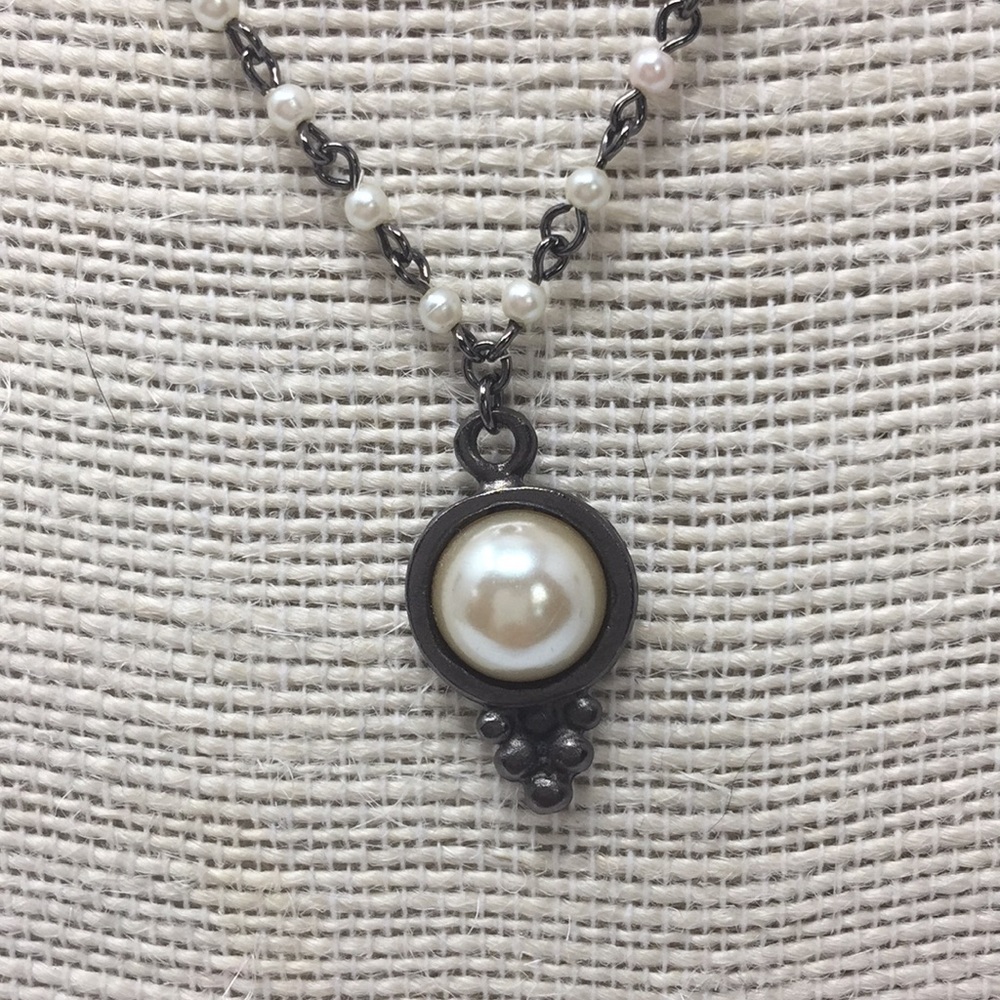 Cheryl Reid necklace pearl links w/pearl pendant